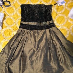 Jessica McClintock Strapless Black and Green Dress